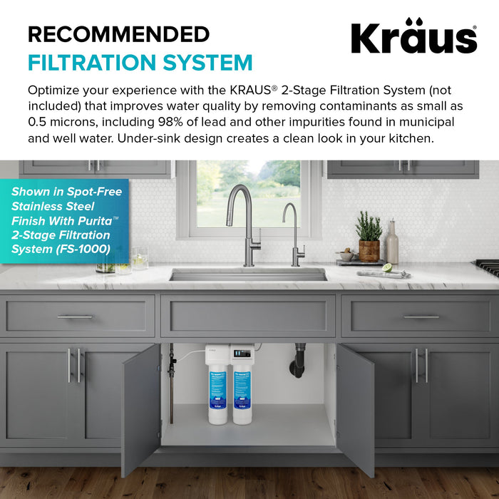 KRAUS Water Filtration System and Matte Black Water Filter Faucet